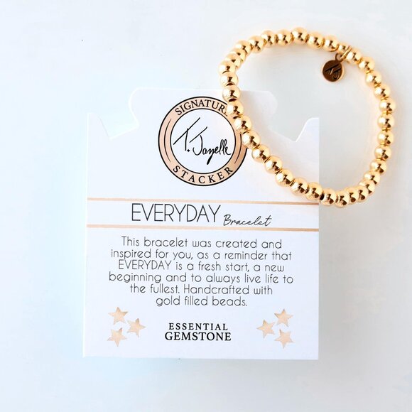 T. Jazelle Handmade Gold Signature Stacker Beaded Bracelet NEW - Picture 2 of 4